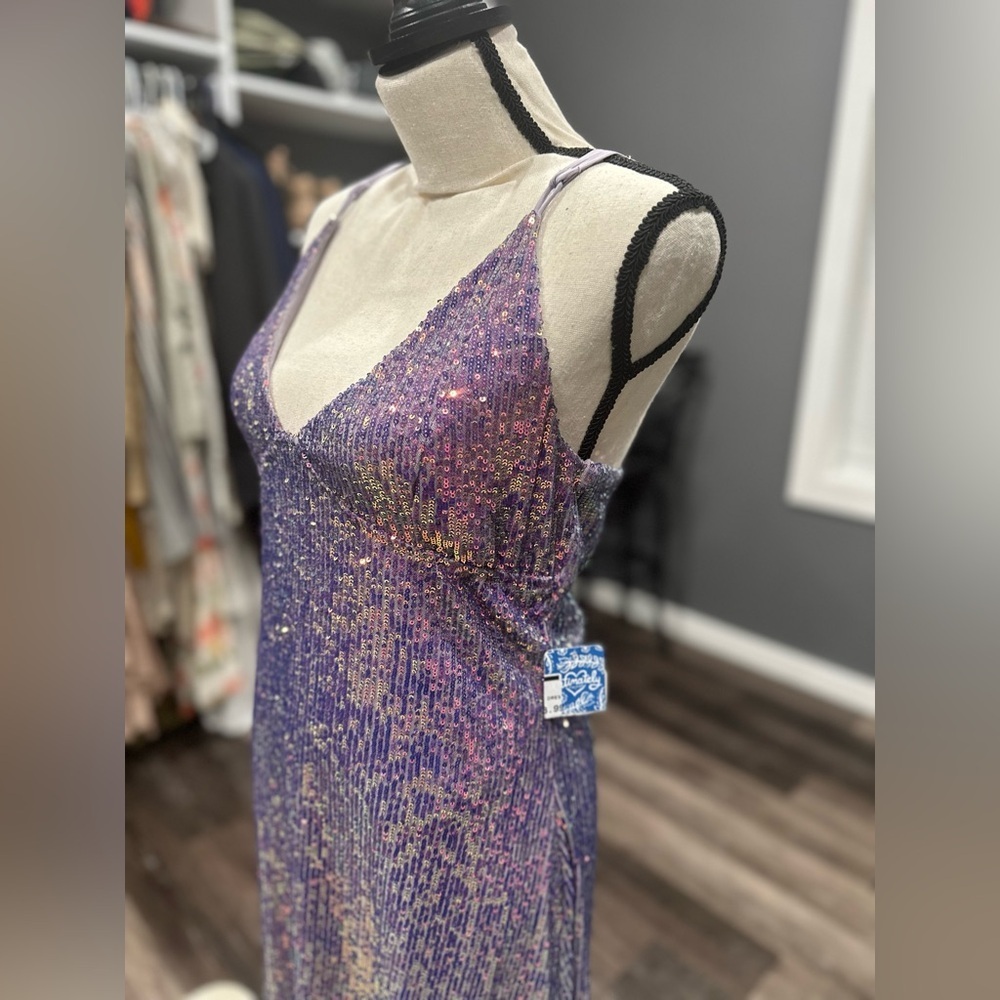 Intimately Free People Gold Rush Mini Dress Sequin Lilac Marina NWT - Medium - Picture 5 of 11